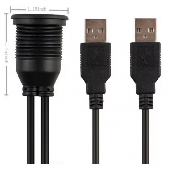 Preview: Mercedes V-Klasse W447 USB-Verlängerung (USB-A 3.0, Panel-Mount) für Einbau in Klappe neben OEM-USB